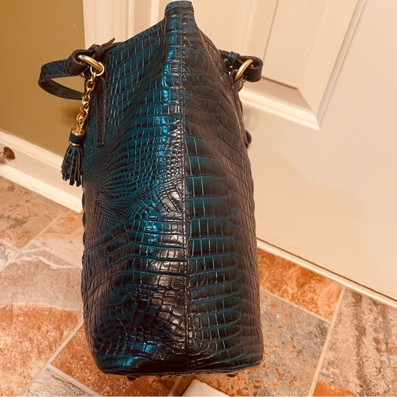 🌴SALE! HARD TO FIND! Brahmin Croc Embossed Leather Green Medium Asher Melbourne! - Picture 8 of 13